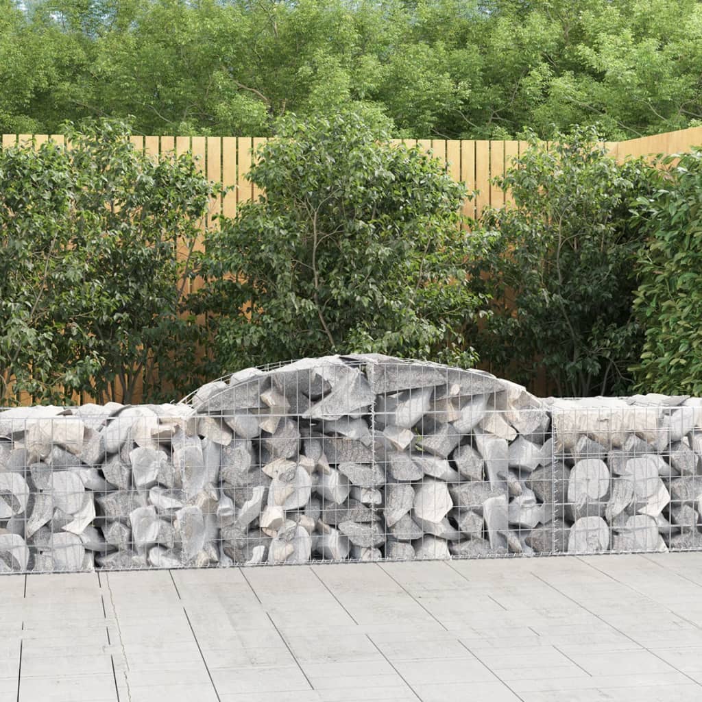 Gabionen mit Hochbogen 2 Stk. 300x50x60/80 cm Verzinktes Eisen