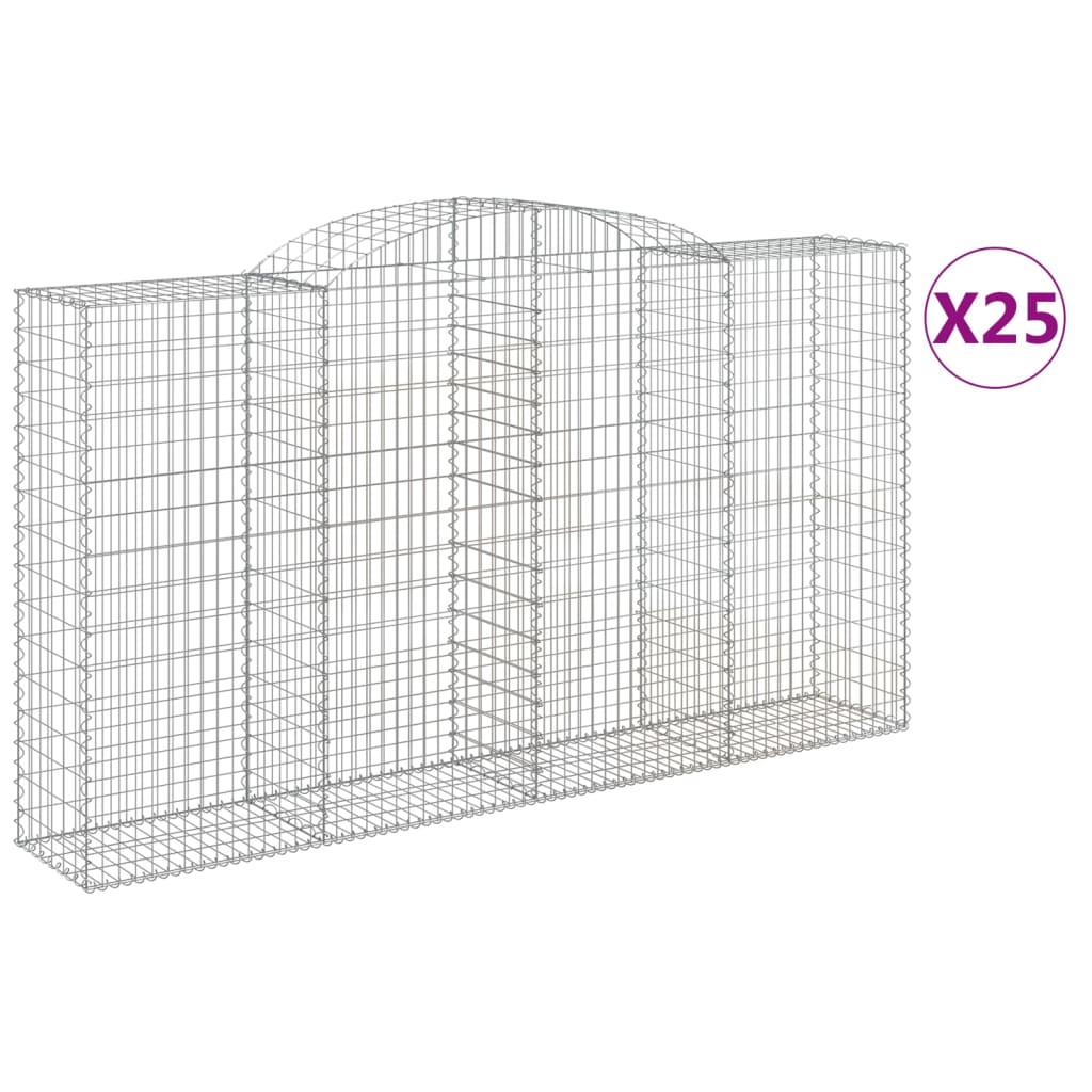 Gabionen mit Hochbogen 25 Stk 300x50x160/180cm Verzinktes Eisen