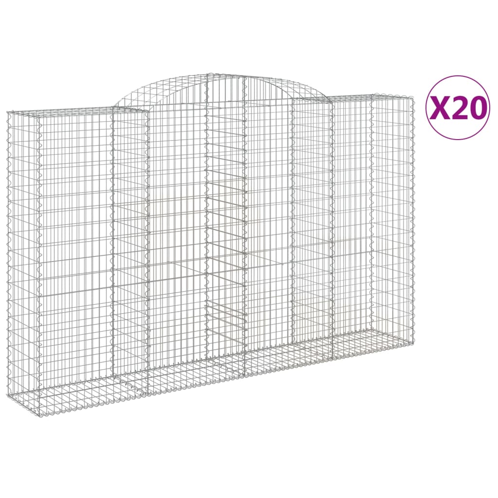 Gabionen mit Hochbogen 20 Stk 300x50x180/200cm Verzinktes Eisen