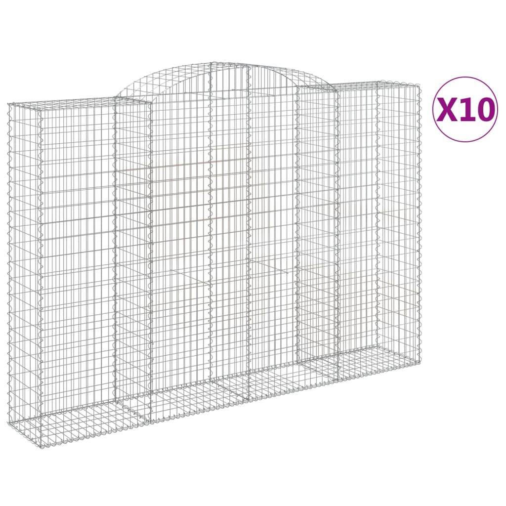Gabionen mit Hochbogen 10 Stk 300x50x200/220cm Verzinktes Eisen