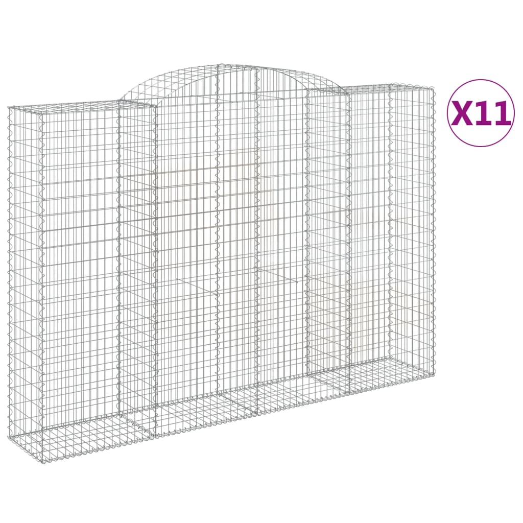 Gabionen mit Hochbogen 11 Stk 300x50x200/220cm Verzinktes Eisen