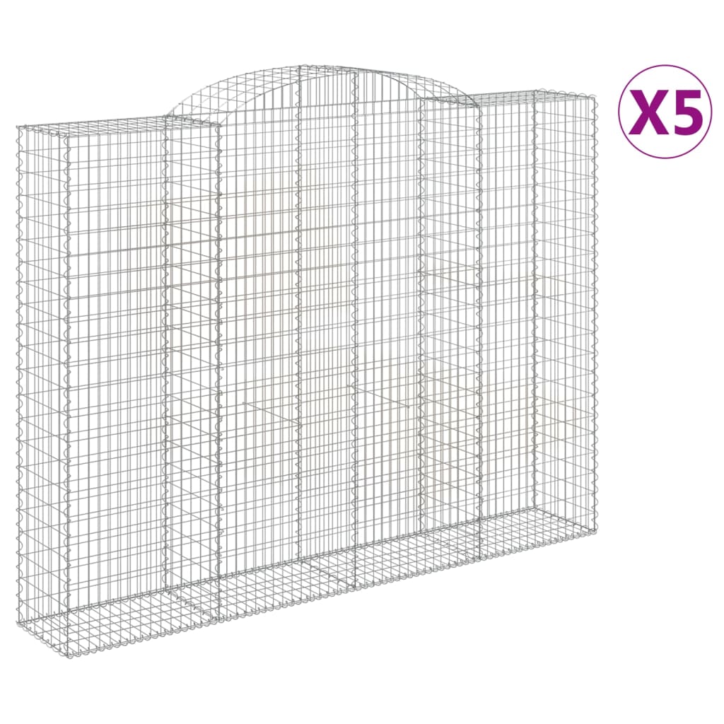 Gabionen mit Hochbogen 5 Stk. 300x50x220/240cm Verzinktes Eisen