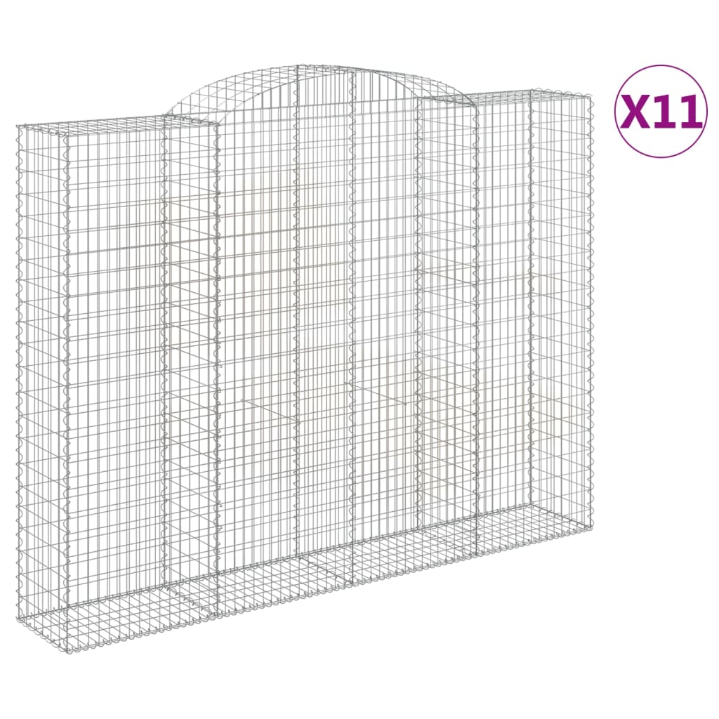 Gabionen mit Hochbogen 11 Stk 300x50x220/240cm Verzinktes Eisen