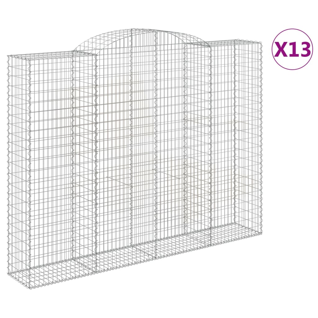 Gabionen mit Hochbogen 13 Stk 300x50x220/240cm Verzinktes Eisen