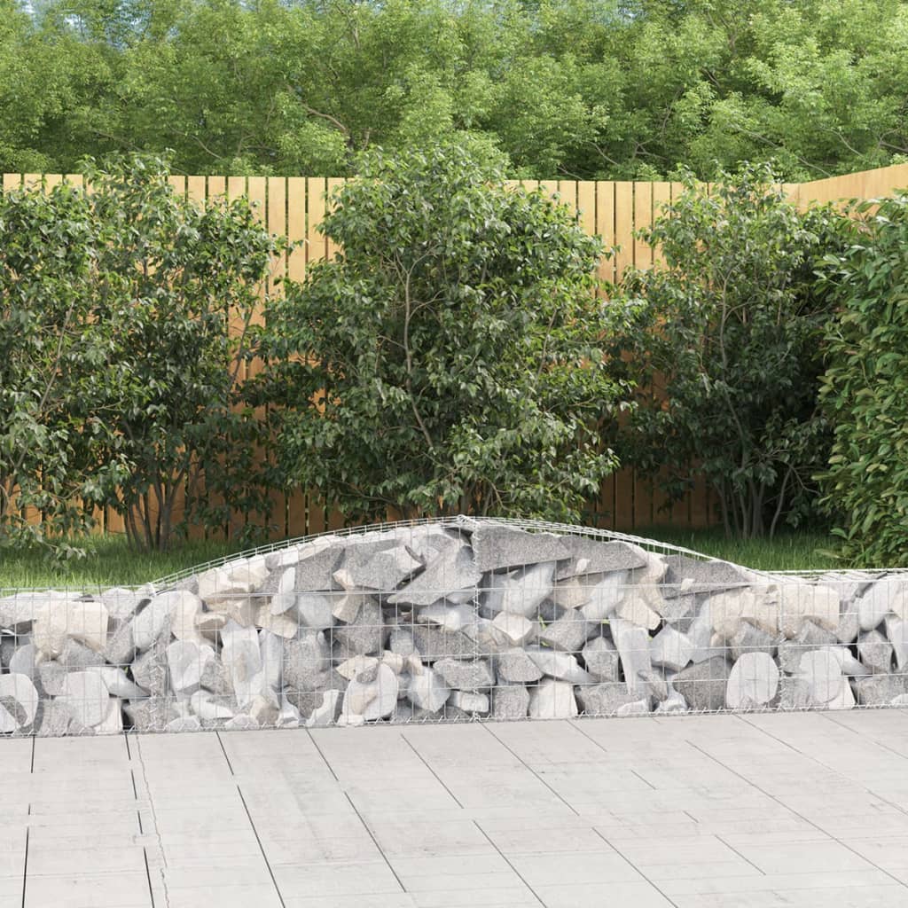 Gabionen mit Hochbogen 15 Stk. 400x30x40/60 cm Verzinktes Eisen