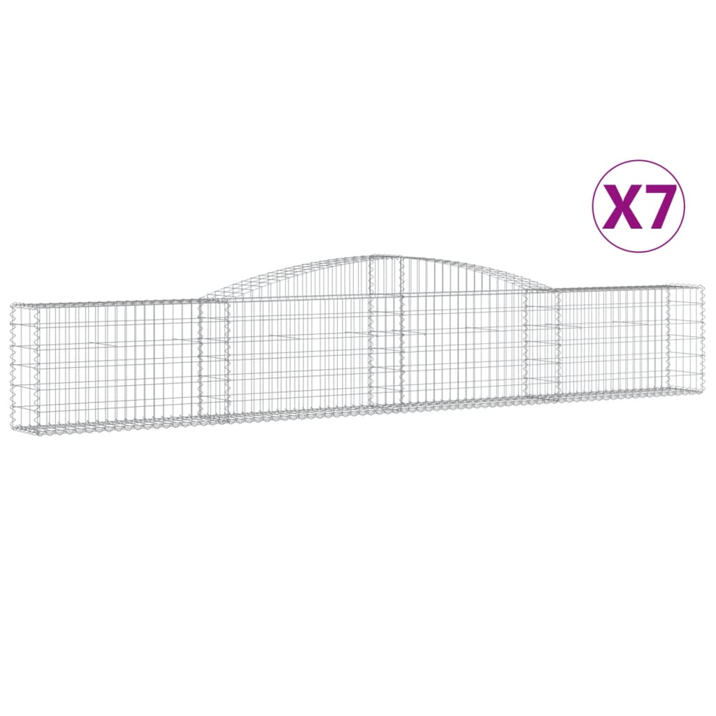 Gabionen mit Hochbogen 7 Stk. 400x30x60/80 cm Verzinktes Eisen
