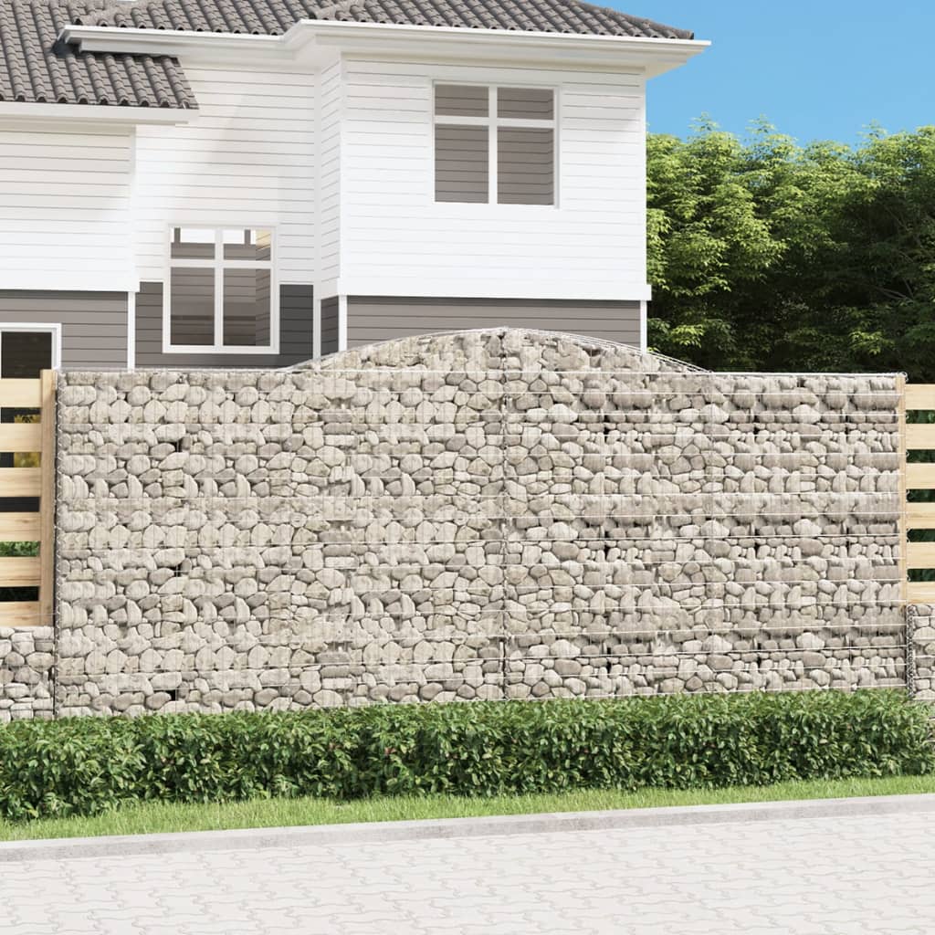 Gabionen mit Hochbogen 4 Stk. 400x30x180/200cm Verzinktes Eisen