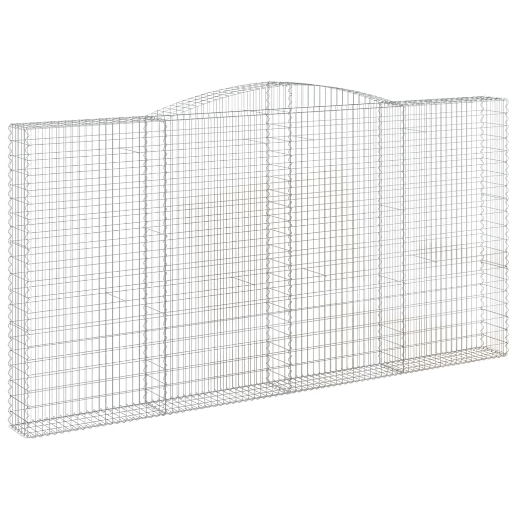 Gabionen mit Hochbogen 4 Stk. 400x30x200/220cm Verzinktes Eisen