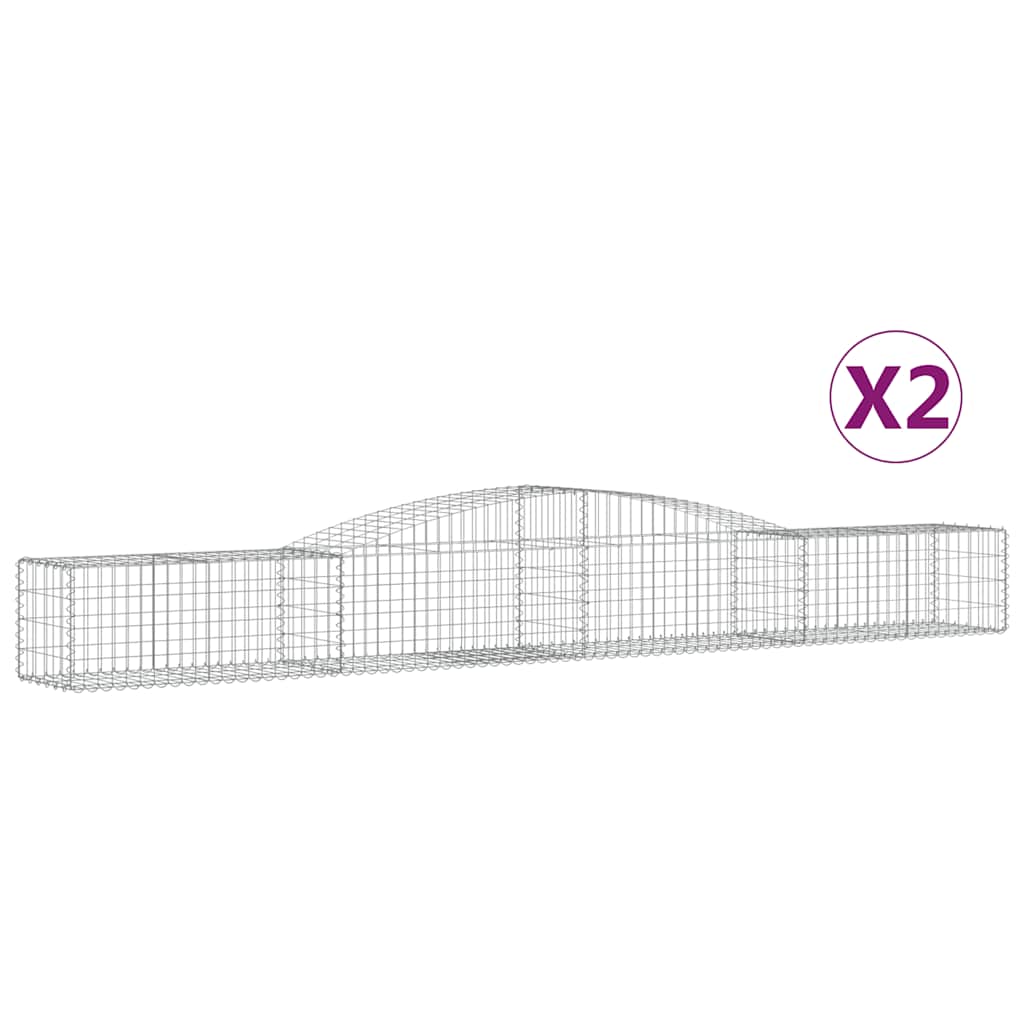 Gabionen mit Hochbogen 2 Stk. 400x50x40/60cm Verzinktes Eisen