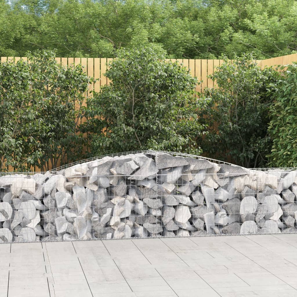 Gabionen mit Hochbogen 8 Stk. 400x50x60/80cm Verzinktes Eisen