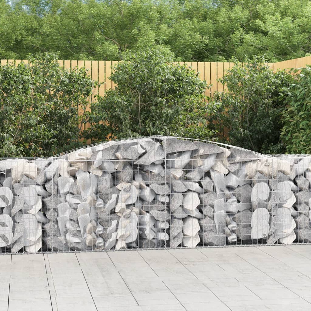 Gabionen mit Hochbogen 5 Stk. 400x50x80/100cm Verzinktes Eisen