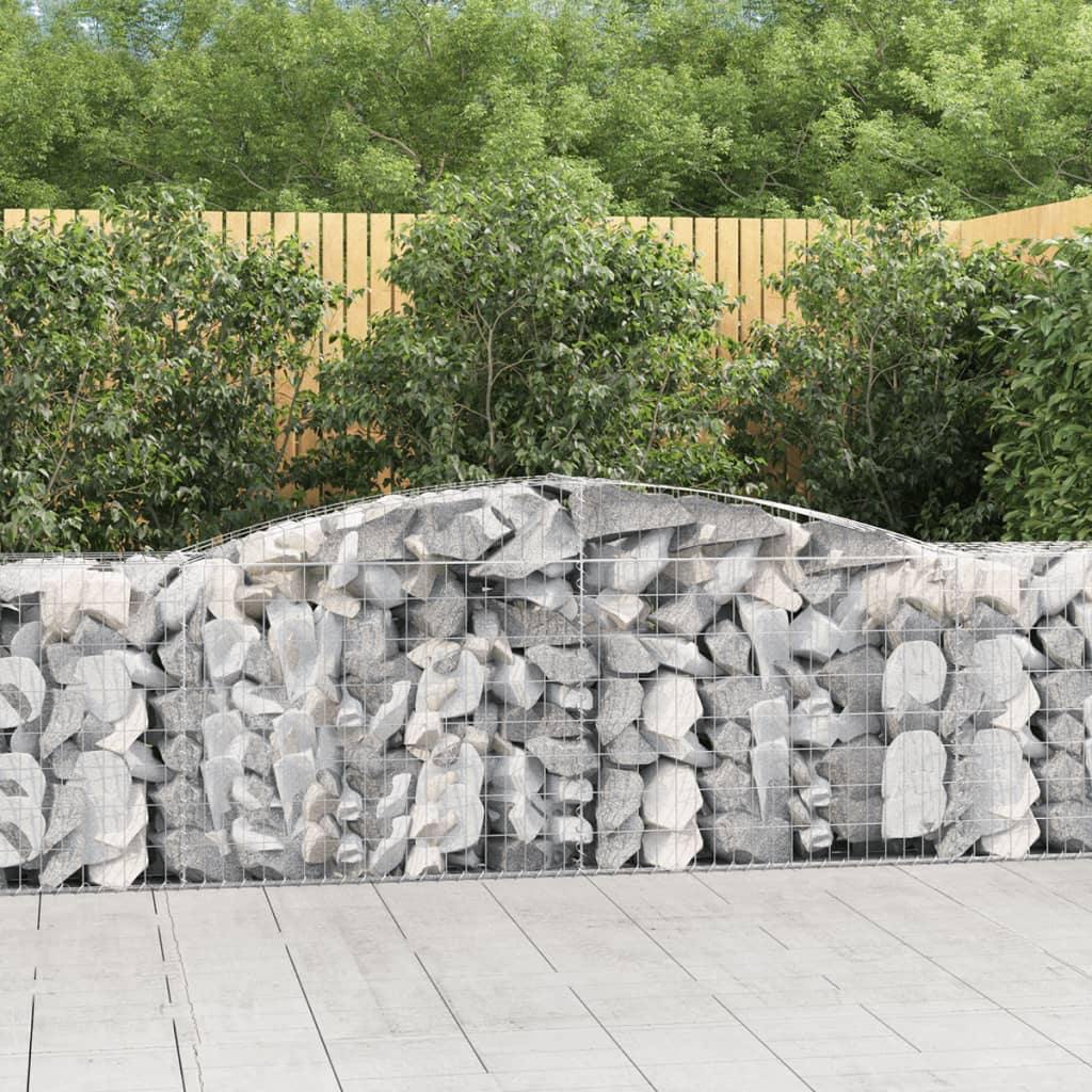 Gabionen mit Hochbogen 8 Stk. 400x50x80/100cm Verzinktes Eisen