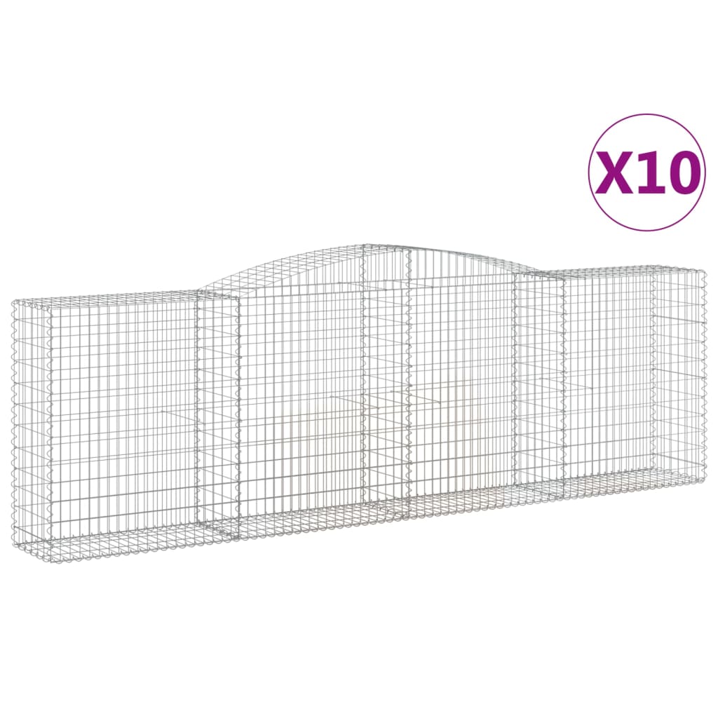 Gabionen mit Hochbogen 10 Stk 400x50x120/140cm Verzinktes Eisen