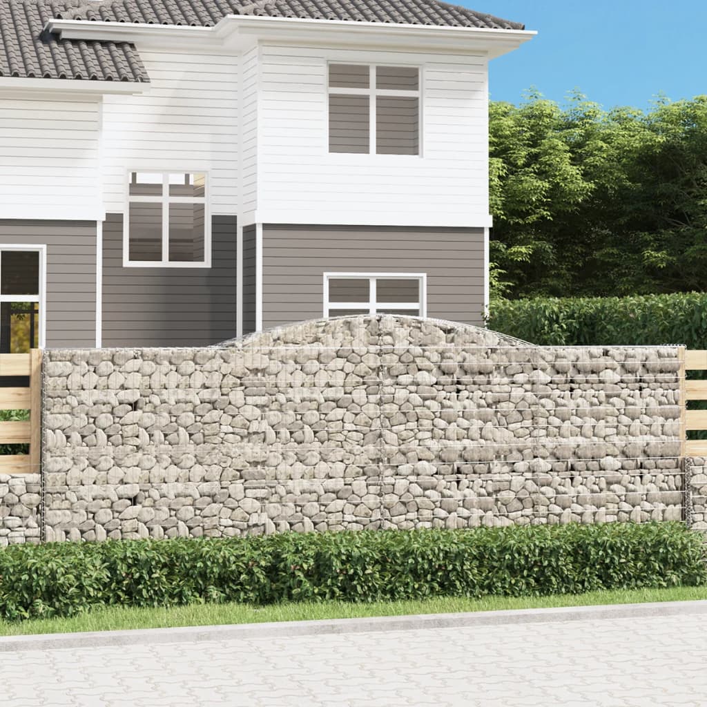 Gabionen mit Hochbogen 9 Stk. 400x50x140/160cm Verzinktes Eisen