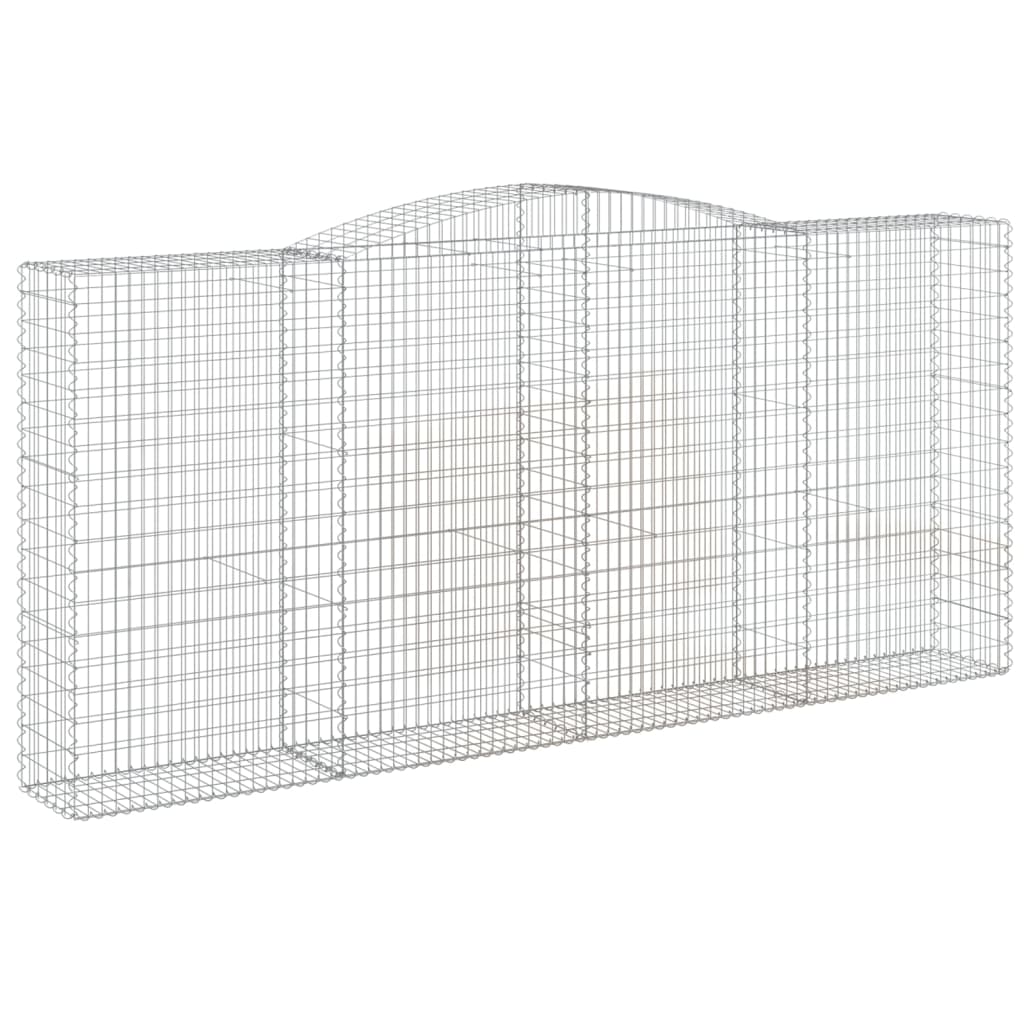 Gabionen mit Hochbogen 7 Stk. 400x50x180/200cm Verzinktes Eisen