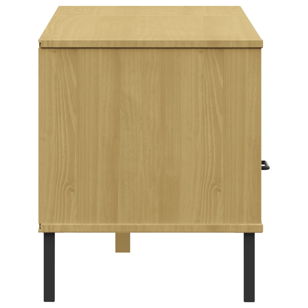 TV-Schrank OSLO mit Metallbeinen Braun Massivholz Kiefer