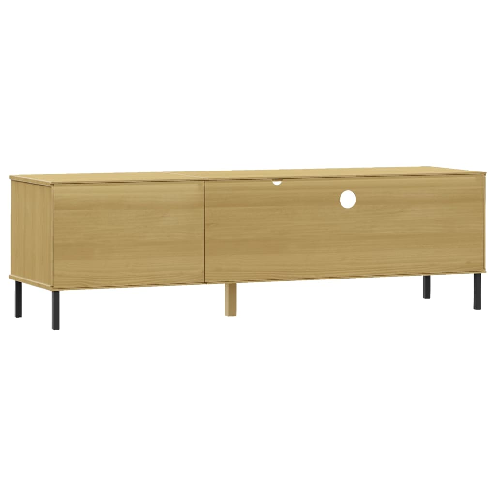 TV-Schrank OSLO mit Metallbeinen Braun Massivholz Kiefer