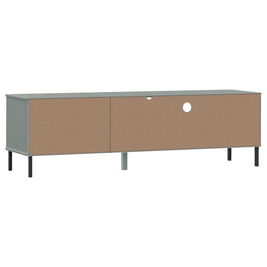 TV-Schrank OSLO mit Metallbeinen Grau Massivholz Kiefer