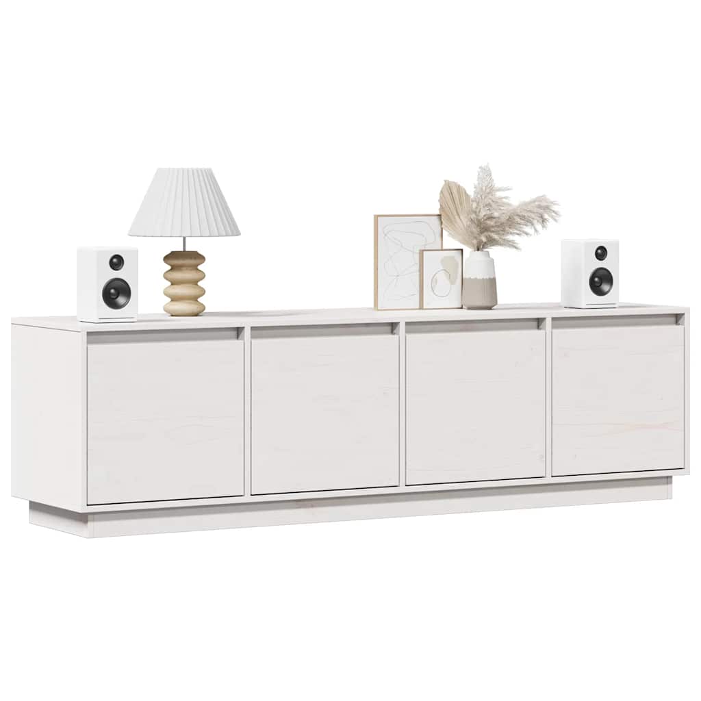 TV-Schrank Weiß 156x37x45 cm Massivholz Kiefer