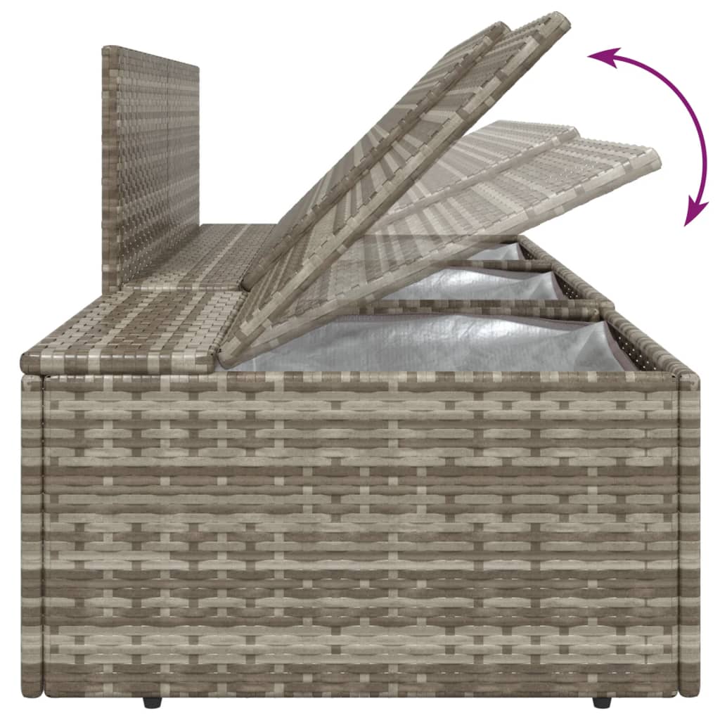 3-tlg. Garten-Lounge-Set mit Kissen Grau Poly Rattan
