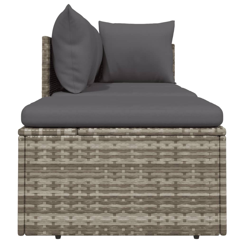 3-tlg. Garten-Lounge-Set mit Kissen Grau Poly Rattan