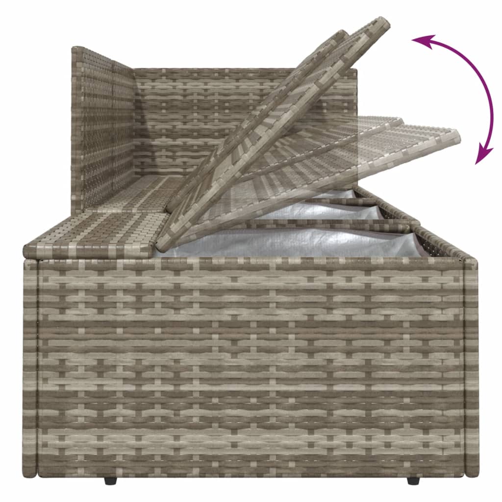 3-tlg. Garten-Lounge-Set mit Kissen Grau Poly Rattan