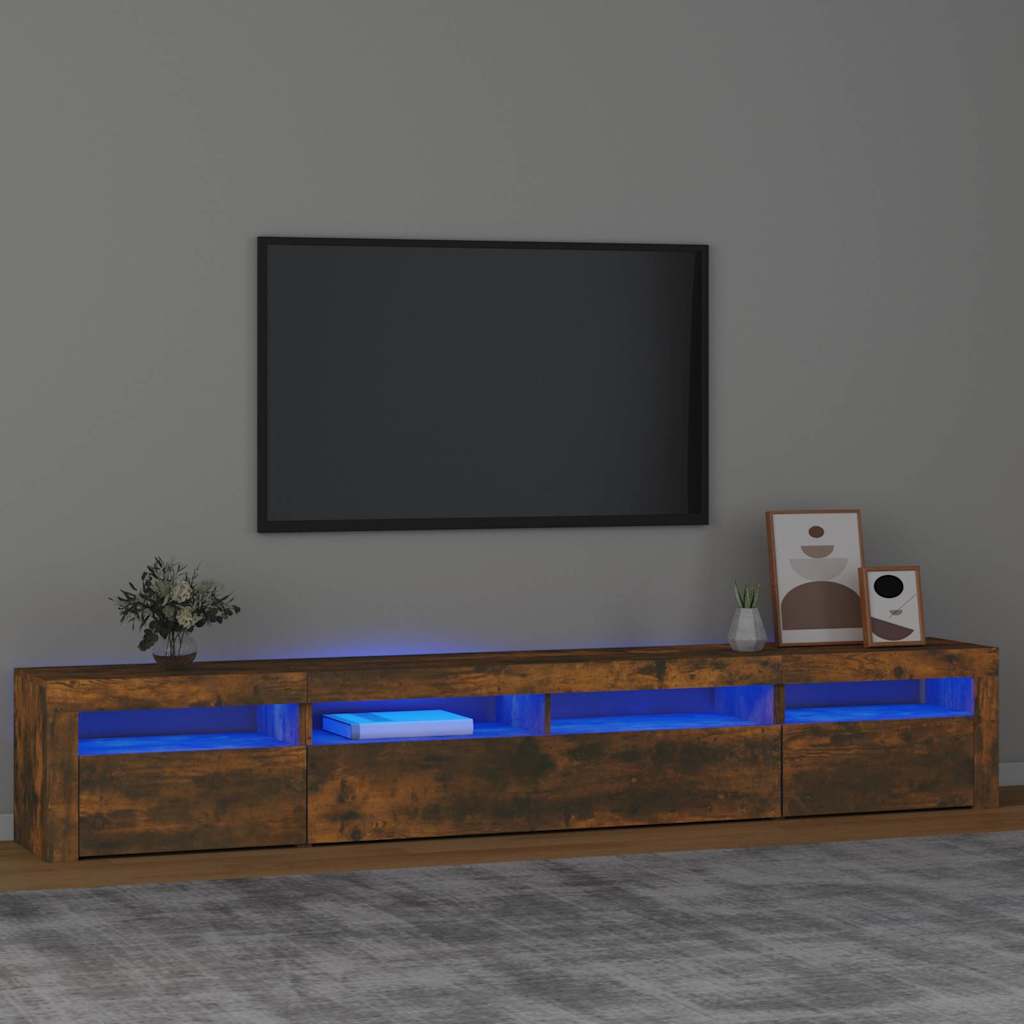 TV-Schrank mit LED-Leuchten Räuchereiche 240x35x40 cm