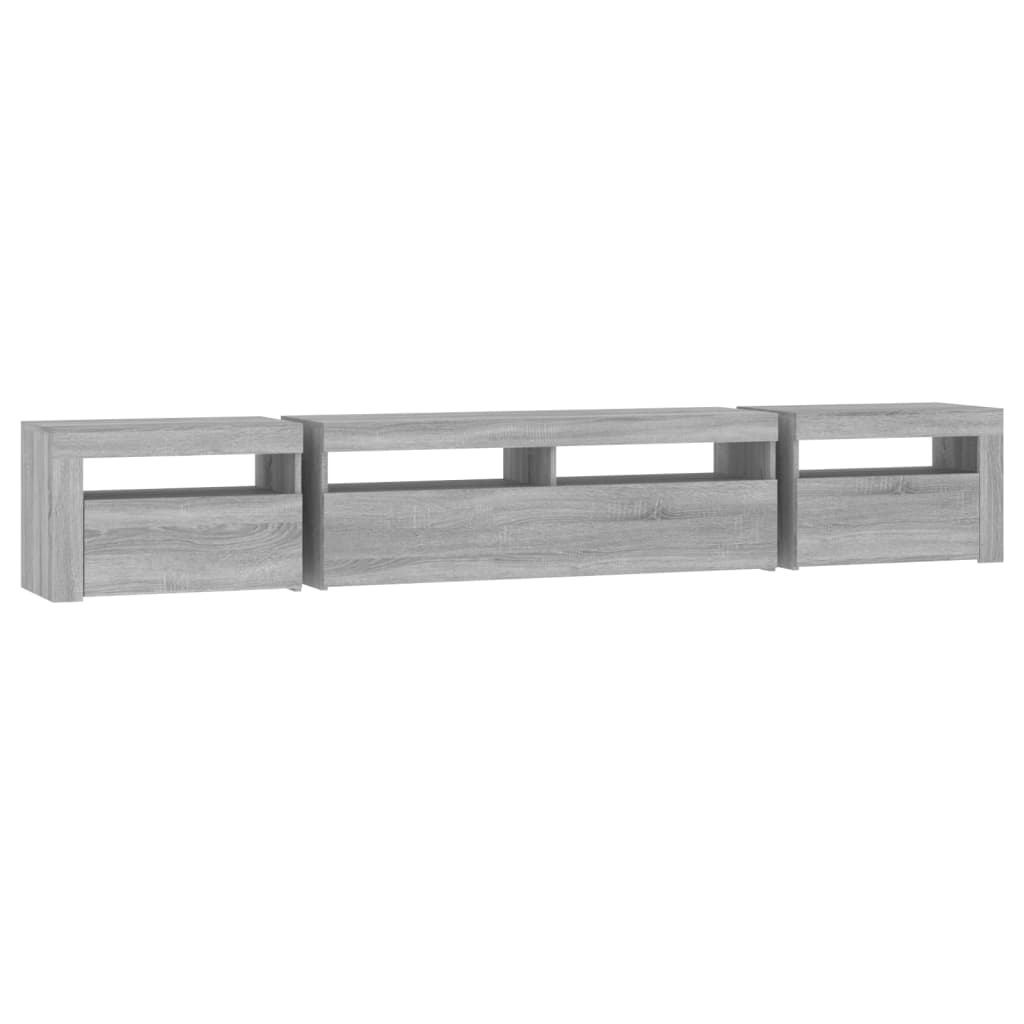 TV-Schrank mit LED-Leuchten Grau Sonoma 240x35x40 cm