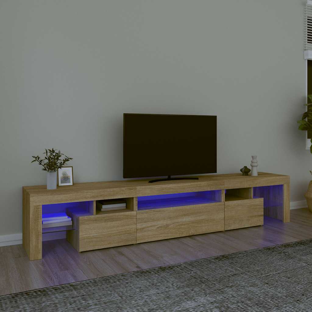 TV-Schrank mit LED-Leuchten Sonoma-Eiche 215x36,5x40 cm