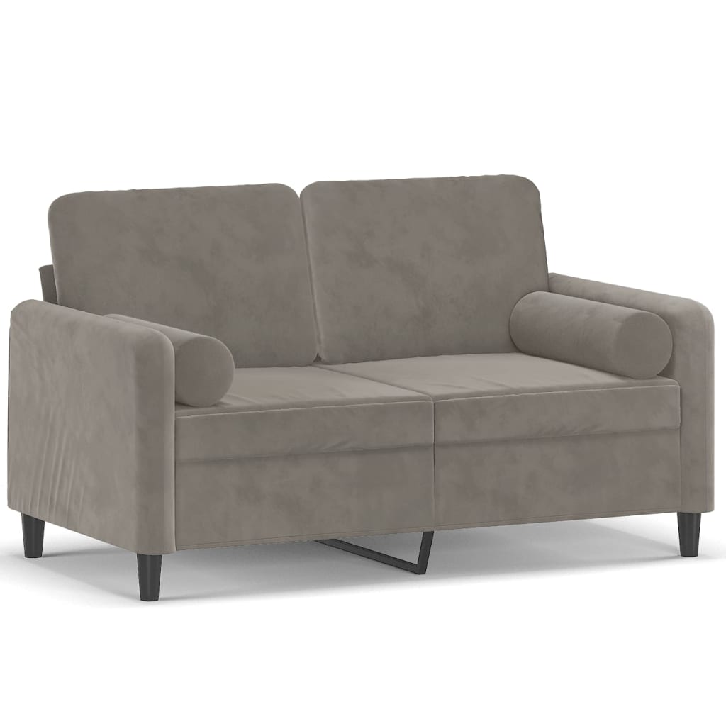 2-Sitzer-Sofa mit Kissen Hellgrau 120 cm Samt