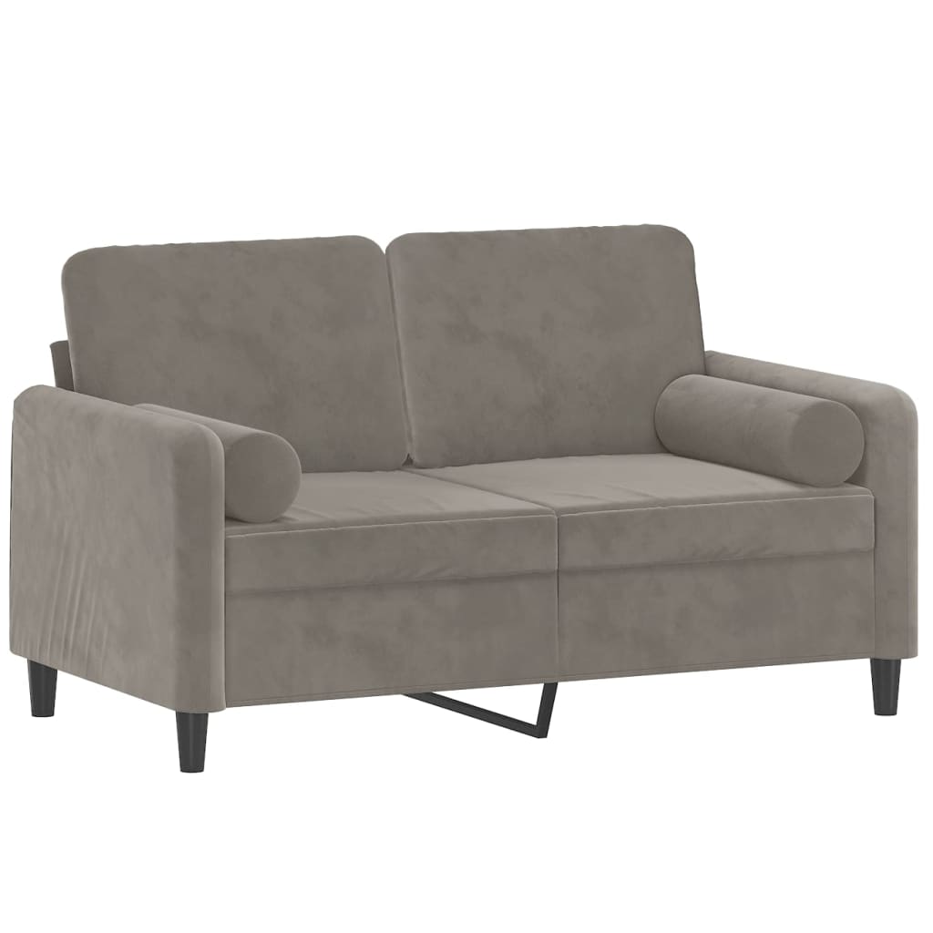2-Sitzer-Sofa mit Kissen Hellgrau 120 cm Samt