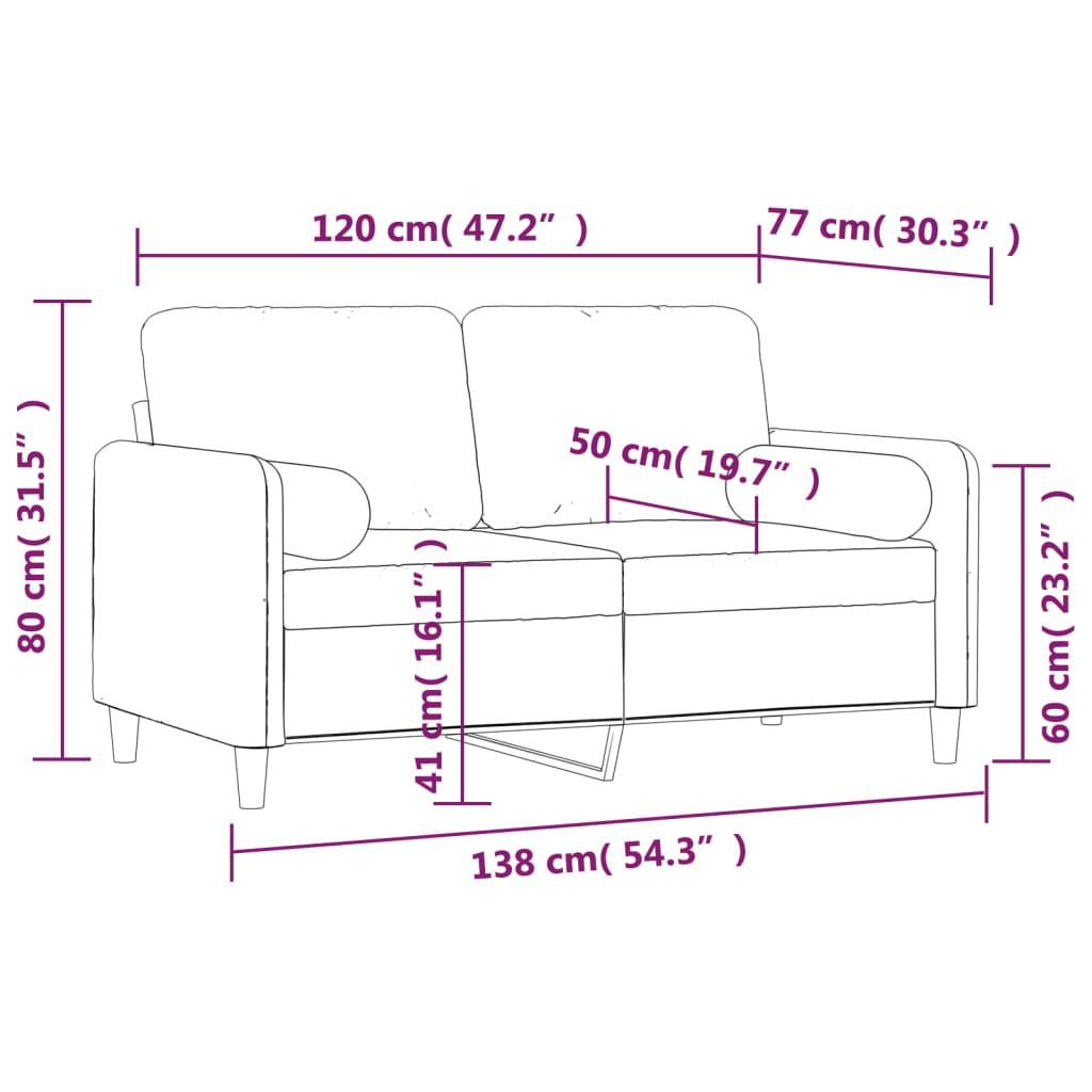 2-Sitzer-Sofa mit Kissen Hellgrau 120 cm Samt