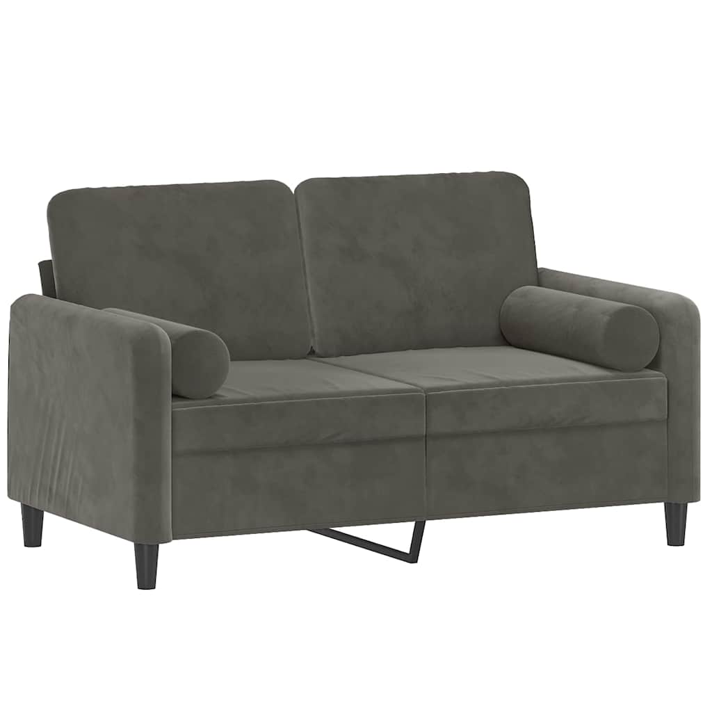 2-Sitzer-Sofa mit Kissen Dunkelgrau 120 cm Samt