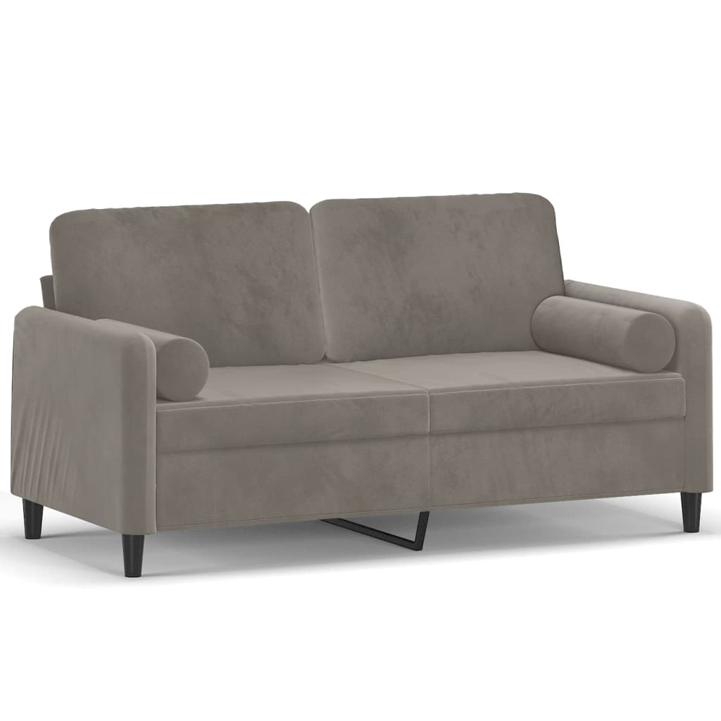2-Sitzer-Sofa mit Kissen Hellgrau 140 cm Samt