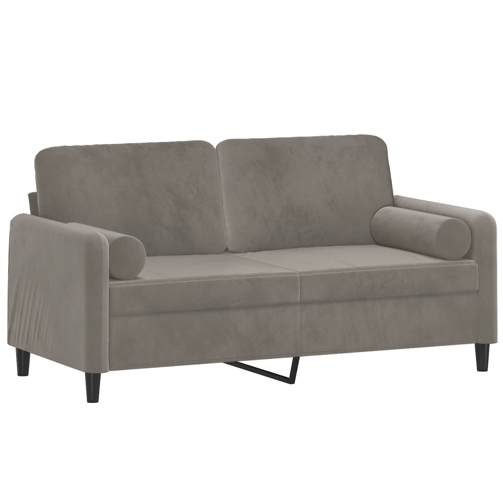 2-Sitzer-Sofa mit Kissen Hellgrau 140 cm Samt