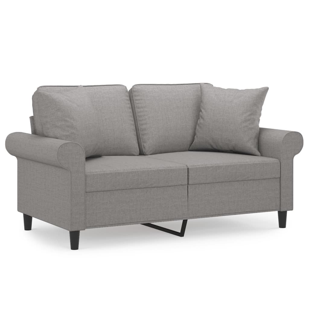 2-Sitzer-Sofa mit Kissen Hellgrau 120 cm Stoff