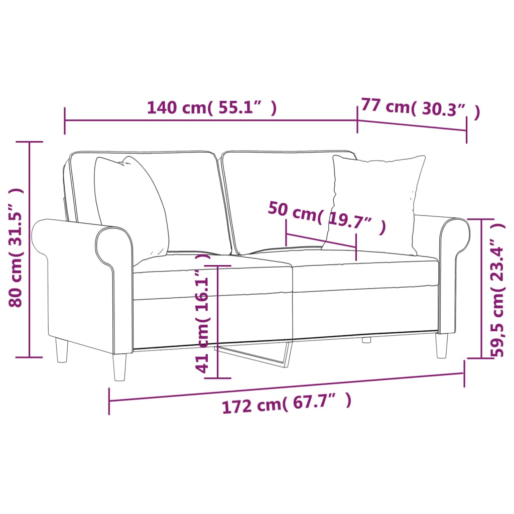 2-Sitzer-Sofa mit Kissen Dunkelgrau 140 cm Stoff