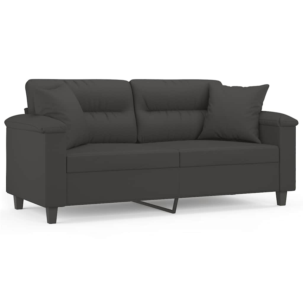 2-Sitzer-Sofa mit Kissen Dunkelgrau 140 cm Mikrofasergewebe