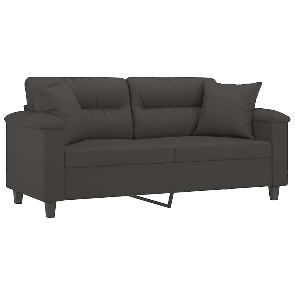 2-Sitzer-Sofa mit Kissen Dunkelgrau 140 cm Mikrofasergewebe