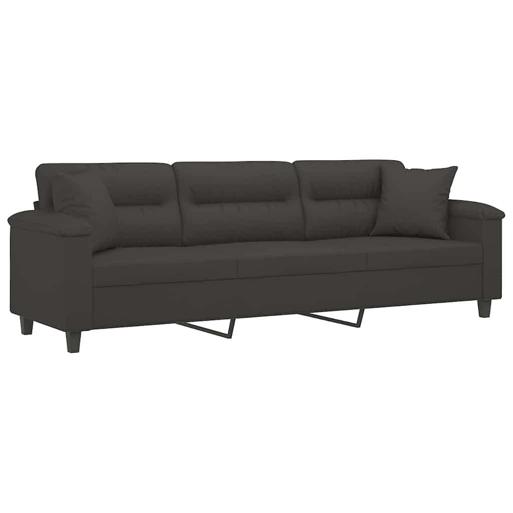 3-Sitzer-Sofa mit Kissen Dunkelgrau 210 cm Mikrofasergewebe