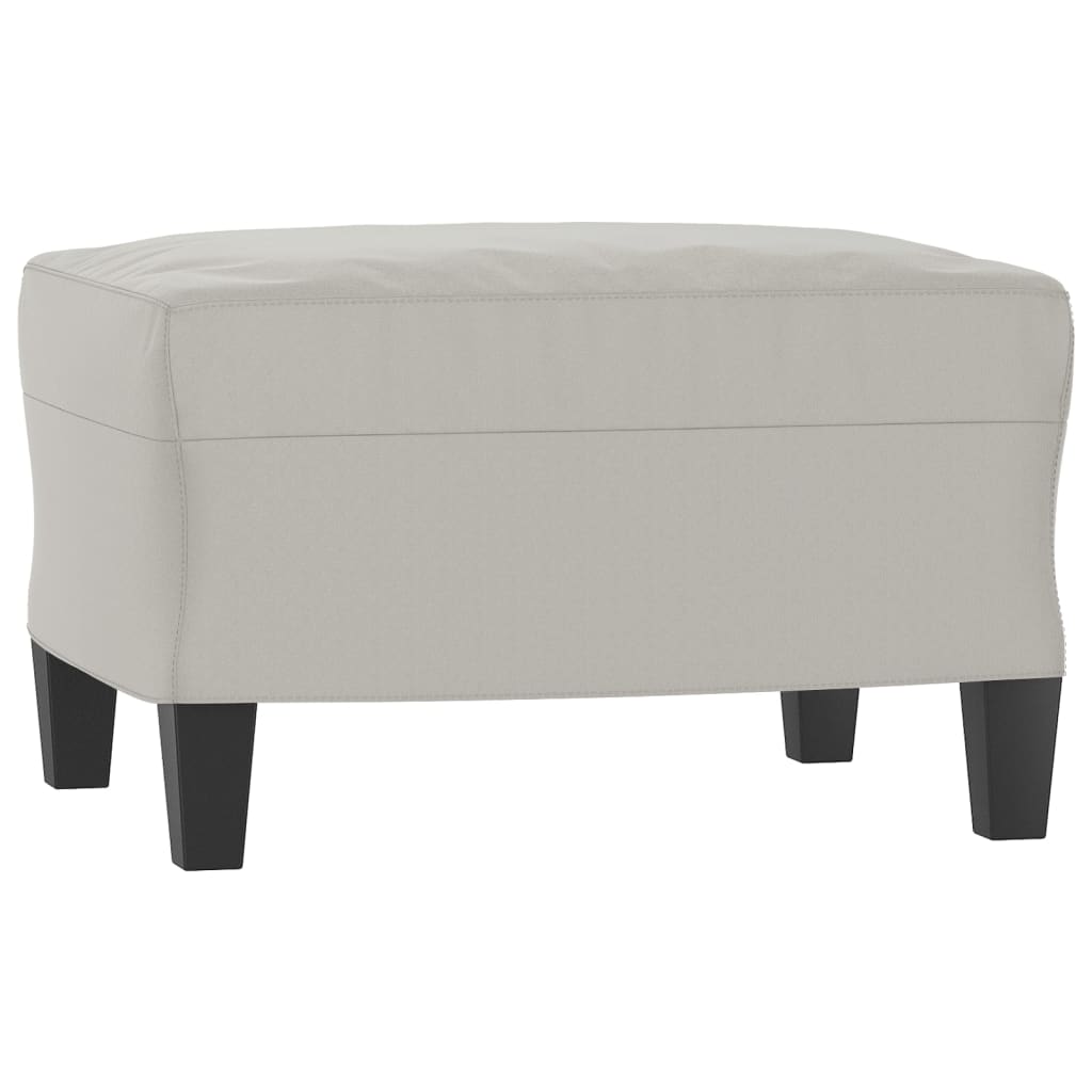 Sessel mit Hocker Hellgrau 60 cm Mikrofasergewebe