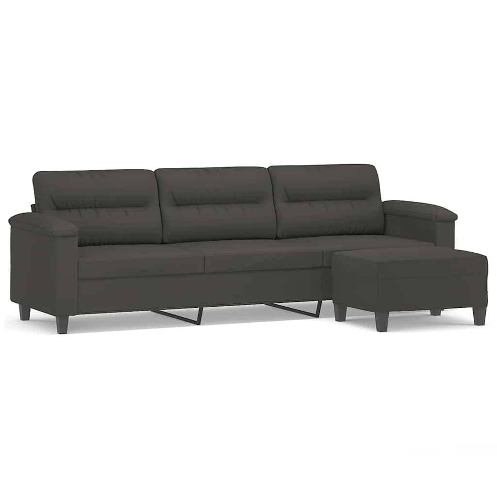 3-Sitzer-Sofa mit Hocker Dunkelgrau 210 cm Mikrofasergewebe