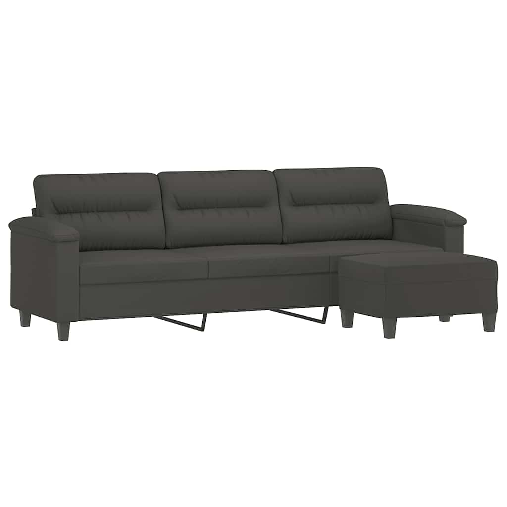 3-Sitzer-Sofa mit Hocker Dunkelgrau 210 cm Mikrofasergewebe