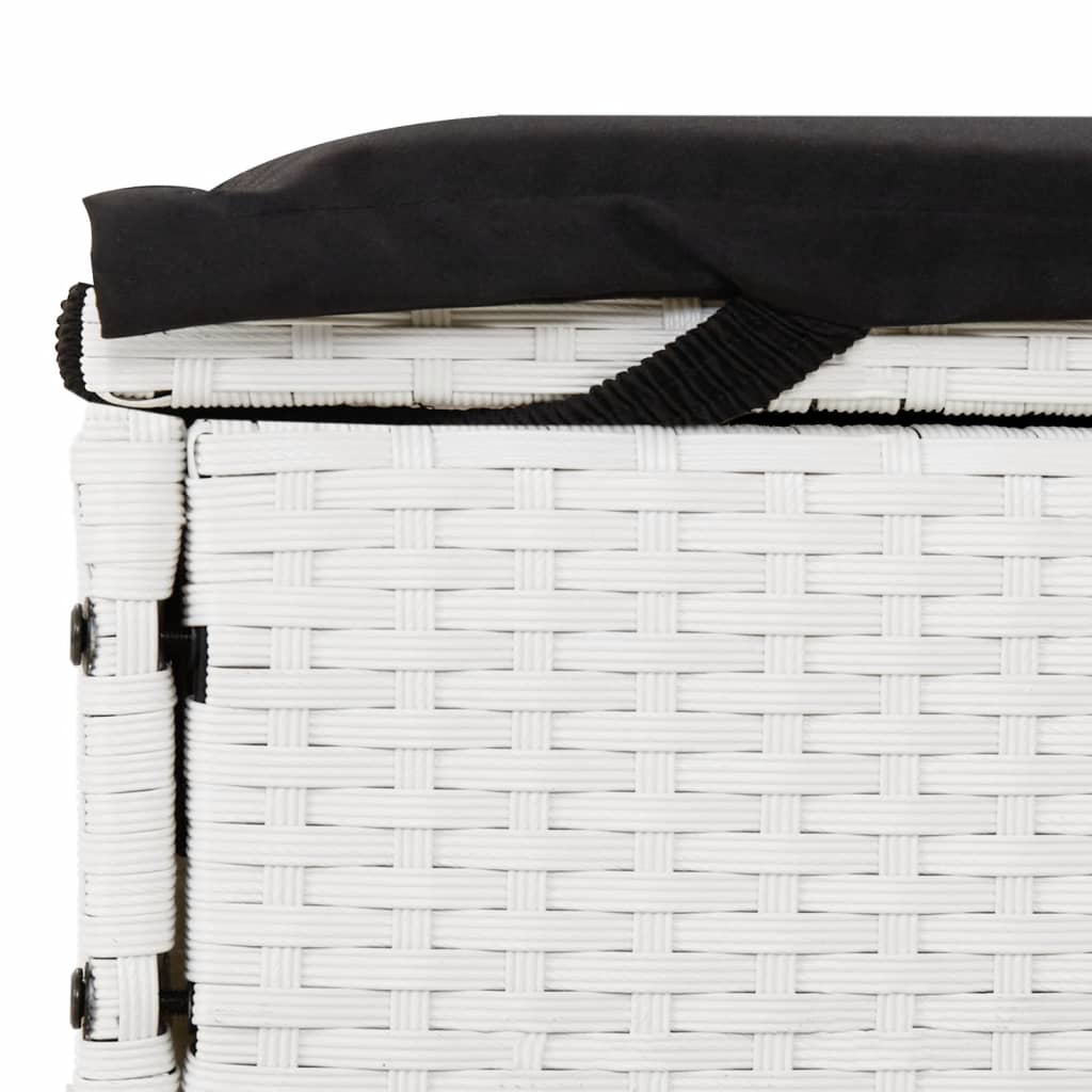 Sonnenliege für 2 Personen mit Kissen Weiß Poly Rattan