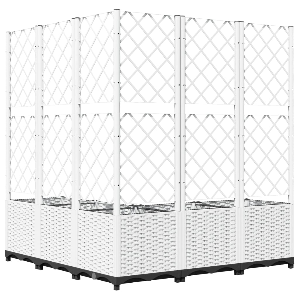 Pflanzkübel mit Rankgitter Weiß 120x120x136 cm PP