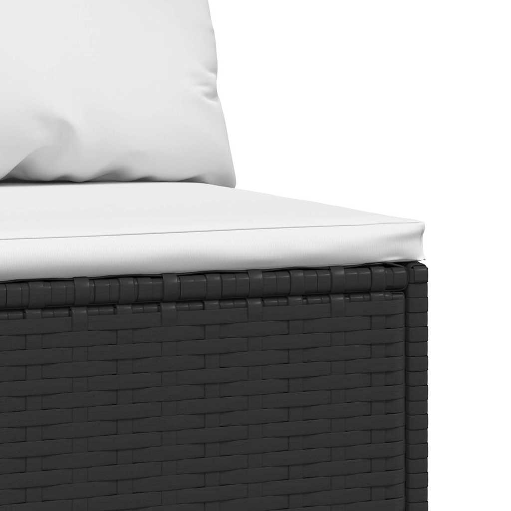 Garten-Mittelsofas mit Kissen 2 Stk. Schwarz Poly Rattan