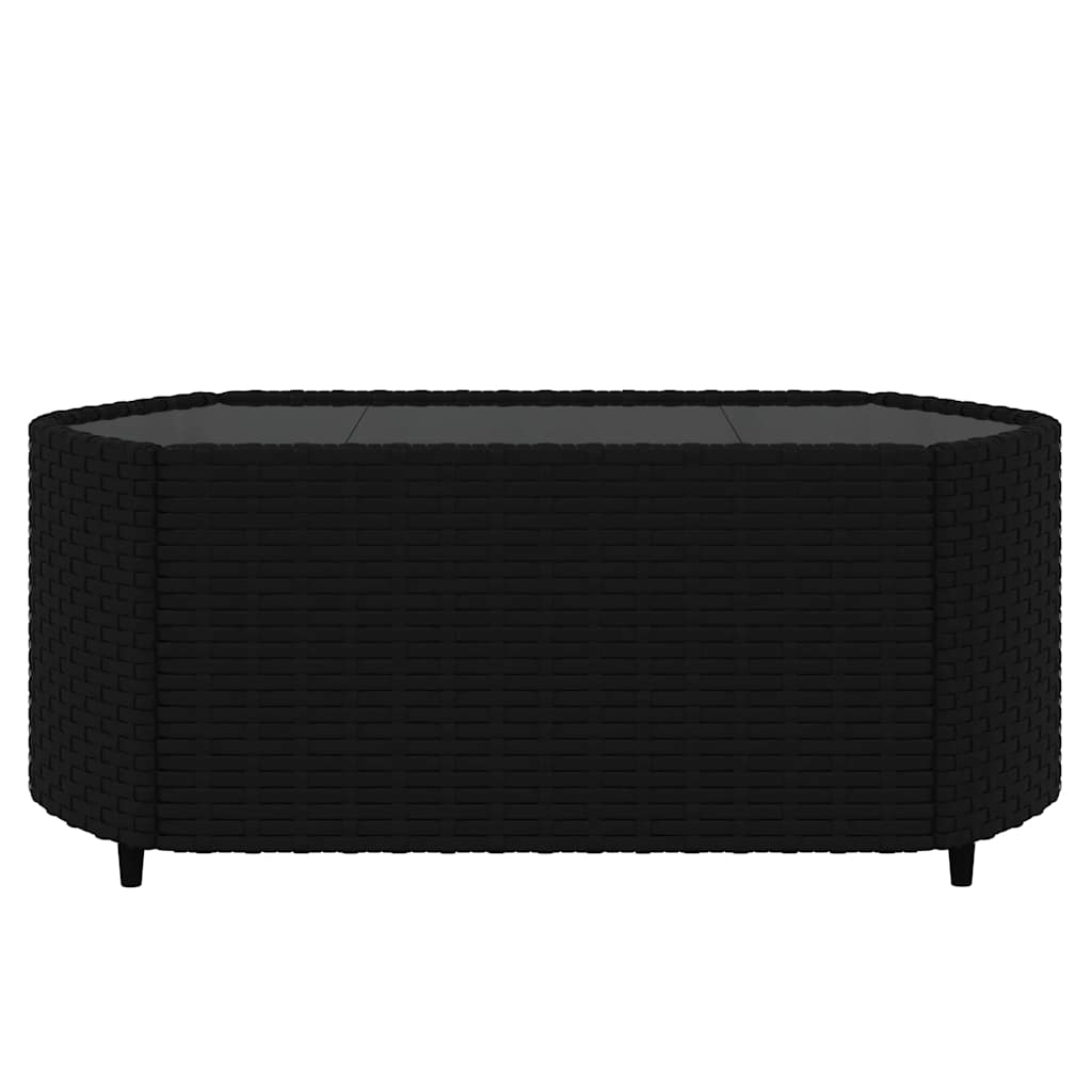 3-tlg. Garten-Lounge-Set mit Kissen Schwarz Poly Rattan