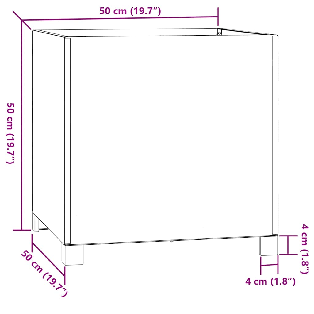 Pflanzkübel mit Beinen 2 Stk. Rostig 50x50x50 cm Cortenstahl