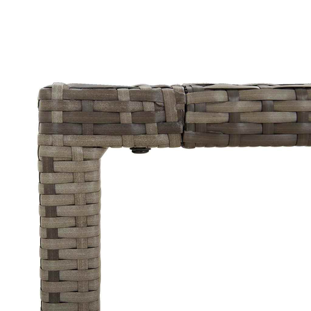 Gartentisch mit Glasplatte Grau 190x90x75 cm Poly Rattan