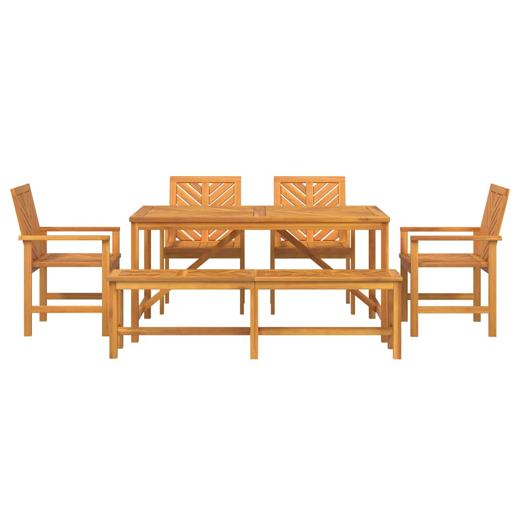 Garten Essgruppe 6 pcs Braun Massivholz Akazie